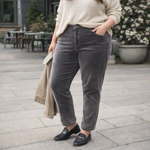 J Jill Womens Velour Jeans Gray Size 22 High Rise Straight Leg Stretch Cotton